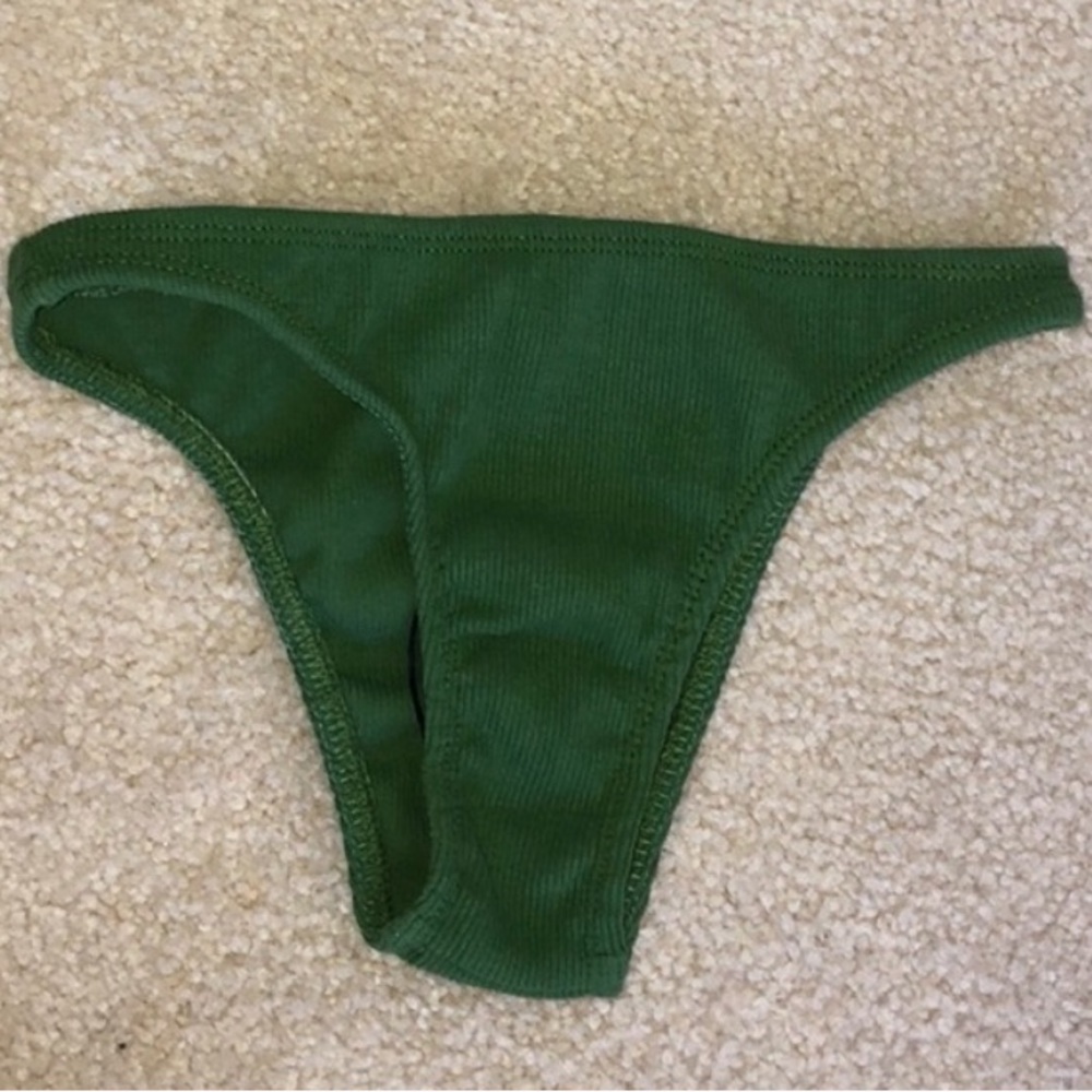 Womens Ribbed Bikini Bottoms Army Green
